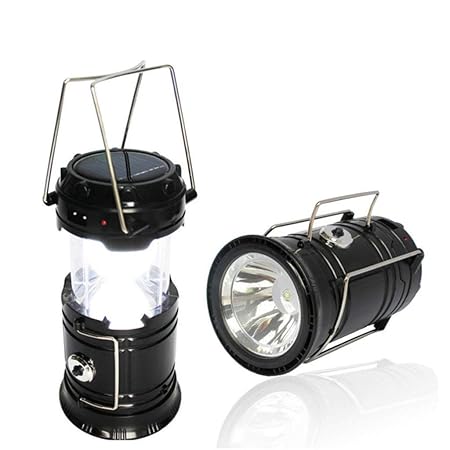 BSBDA LED Solar Emergency Light Bulb Lantern, USB Mobile Charging, Travel Camping Lantern Black