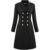 Hobemty Women's Tweed Blazer Dress Collared Double Breasted A-Line Formal Work Dresses
