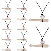 Mikovivi 12pc Baseball Necklace with Baseball Wooden Rope Bat Pendant Chain for Team Gift Sport Theme Party Favors Supplies