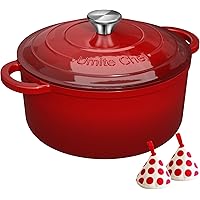 Enameled Cast Iron Dutch Oven - Umite Chef 5QT Pot with Lid & Cotton Potholders - Heavy-Duty Cookware for Bread Baking, Brais