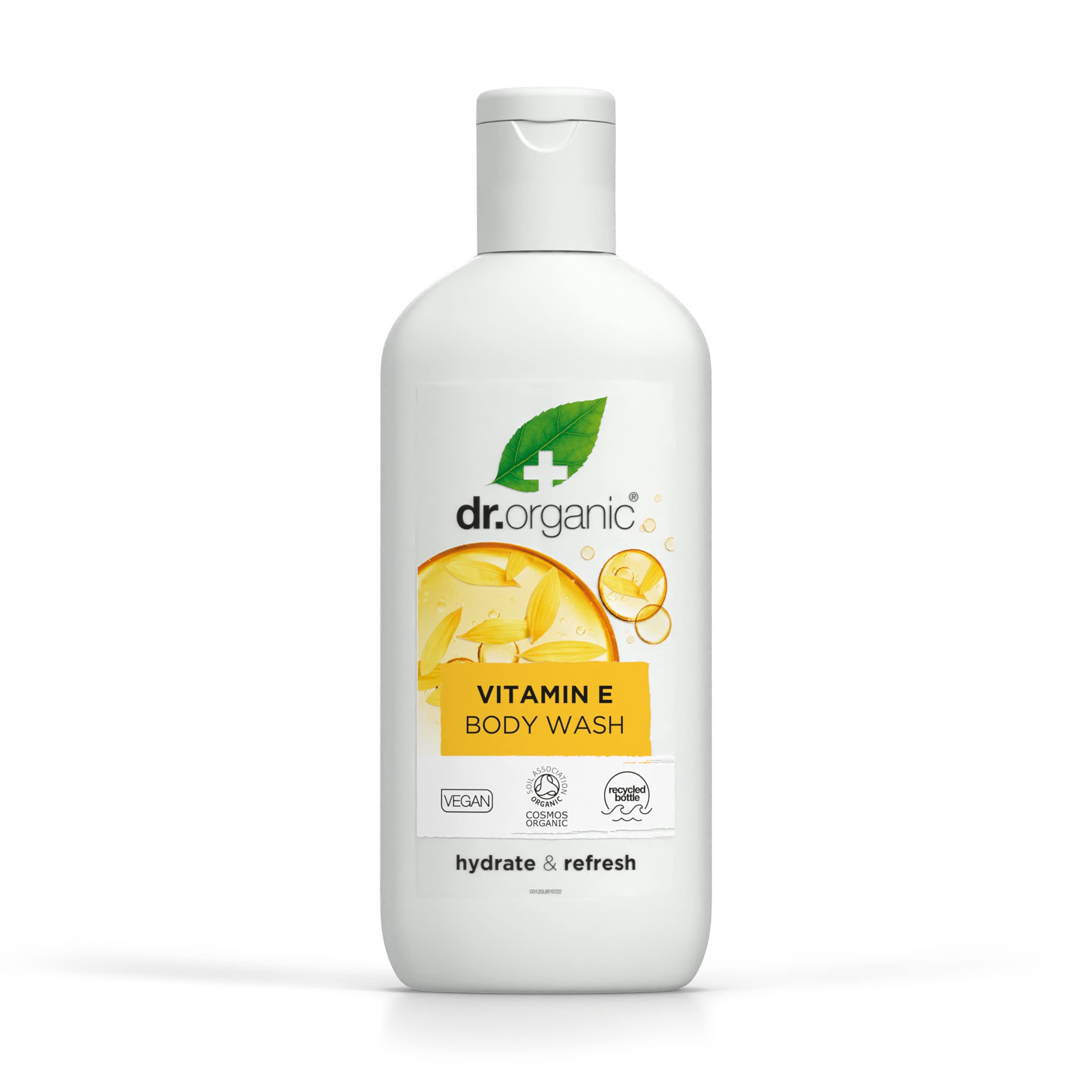 Dr Organic Vitamin E Body Wash, Shower Gel, All Skin Types, Natural, Vegan, Cruelty-Free, Paraben & SLS-Free, Recyclable & Recycled Ocean Bound Plastic, Certified Organic, 250ml, Packaging may vary