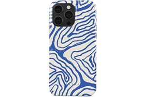 BURGA Phone Case Compatible with iPhone 15 PRO - Hybrid 2-Layer Hard Shell + Silicone protective Case - Blue Lines Ocean Waves - Scratch-Resistant Shockproof Cover