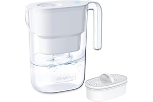 Waterdrop Water Filter Pitcher with 1 Filter, 5X Times Lifetime, Lasts 200 Gallons, for Fridge, Countertop and Gift, Reduces PFOA/PFOS, Chlorine, 7-Cup Capacity, Elfin, White