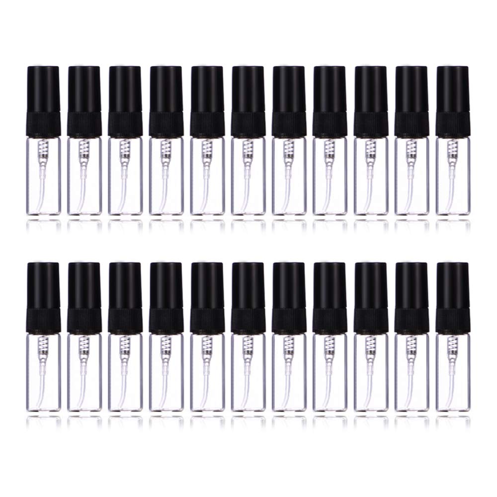 Enslz 3ml Perfume Mist Spray Bottles Refillable Mini Empty Travel Clear Refillable Atomizer Glass Bottles 35pcs (3ml, Black)