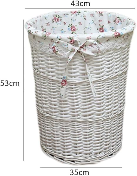 CAI Cesto de ropa para el hogar Ratán con tapa Forro de lino de algodón