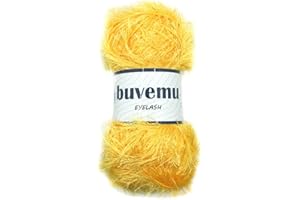 Buvemu Eyelash Fun Fur Yarn 100 Gram (3.53 Ounces) 175 Yards (160 Meters) (Yellow)