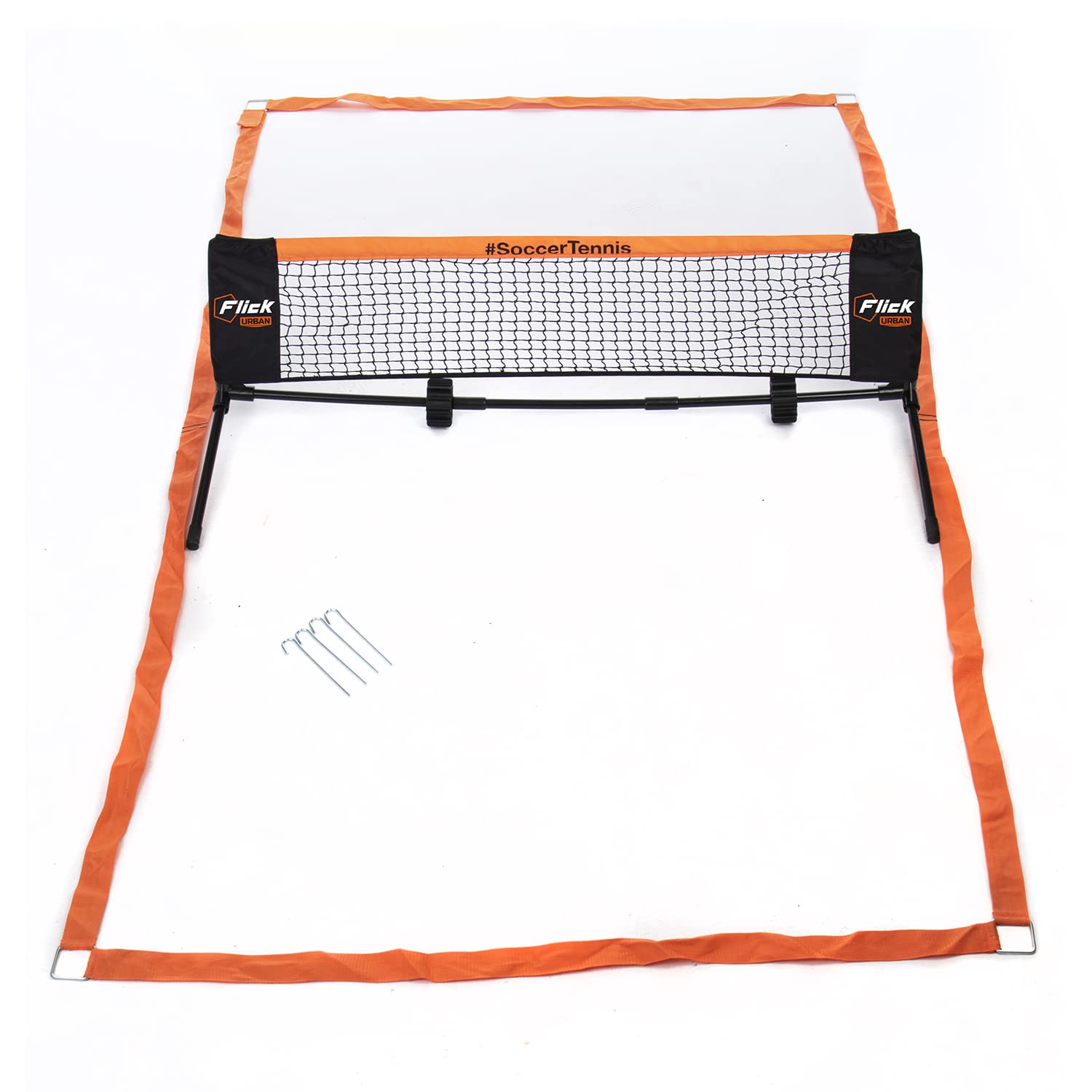 Flick Soccer/Football Urban Mini Football Tennis - Portable Football Training game – All Weather Design Soccer Training Equipment – with Carry Case, Black & Orange