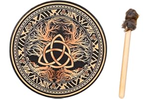 AZURAOKEY Shaman Drum, 10 Inch Frame Drum - Tree of Life Sound Healing Tool for Spiritual Music