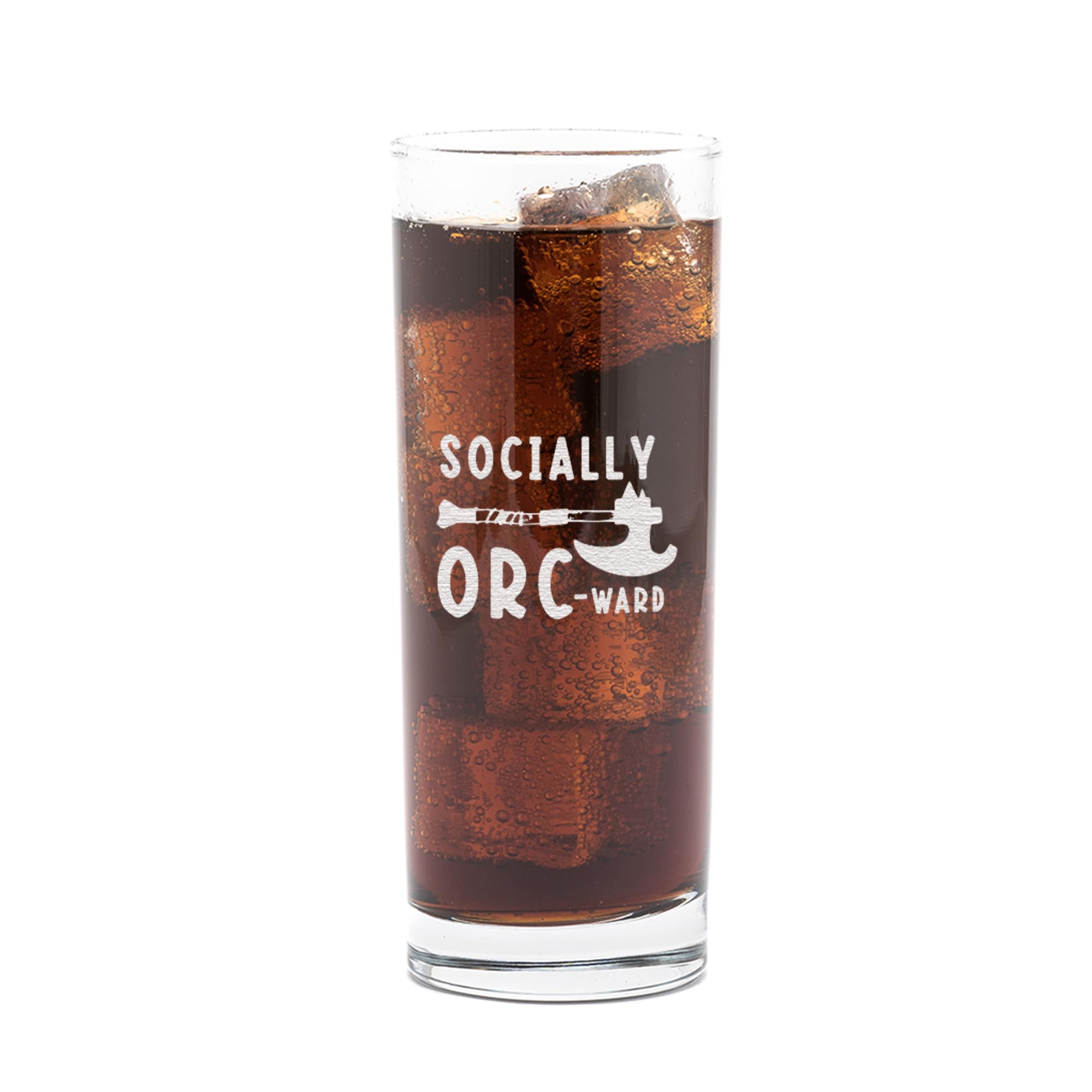 Engraved 'Socially Orc-Ward' DND Highball Glass | Dungeons and Dragons Gifts for DM Dungeon Master | Drinking Gifts for Friends | Gift for Gamers