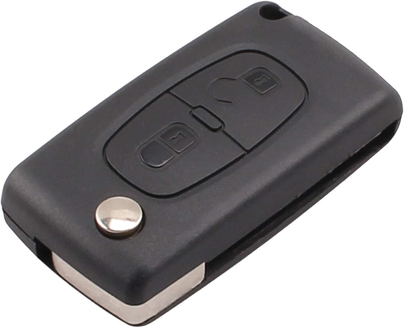 Keyfobworld Folding Flip Key FOB Shell Remote Case 2 Buttons for Peugeot 107 207 307 308 with Groove and Battery holder