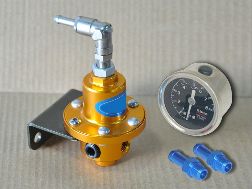 Auto Performance Parts Blue SARD Adjustable Fuel Pressure Regulator With Oil Gauge Meter RX7 S13