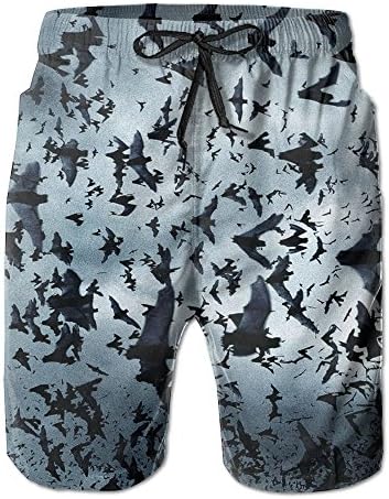 Dark Bats Mens Slim Fit Quick Dry Short Swim Trunks With Mesh Lining