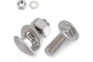 VGBUY 1/4-20 x 3/4" Carriage Bolts Screws 26 Sets, 304 Stainless Steel 18-8, Round Head Square Neck, Carriage Bolts and Nuts Kit, with Flat Washers
