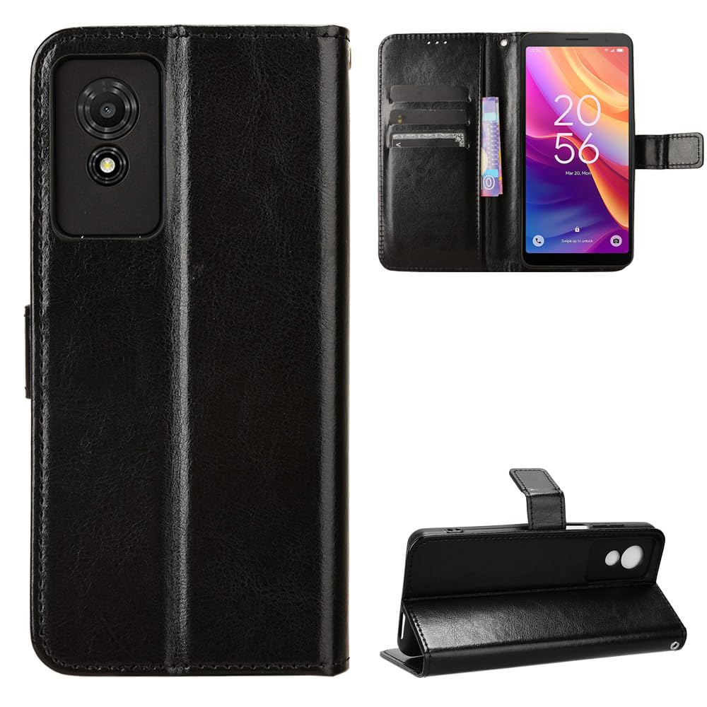 BellaCase TCL 501 4G Case [Wallet Case] [Kickstand] [Card Slots] [Magnetic Flip Cover] Compatible with TCL 501 4G Smartphone(Black)