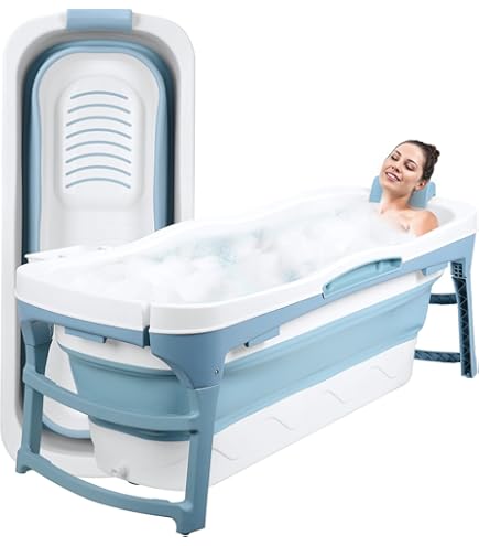 Portable Bahtub, Foldable Bathtub For Adults, 59" Folding Soaking Bath