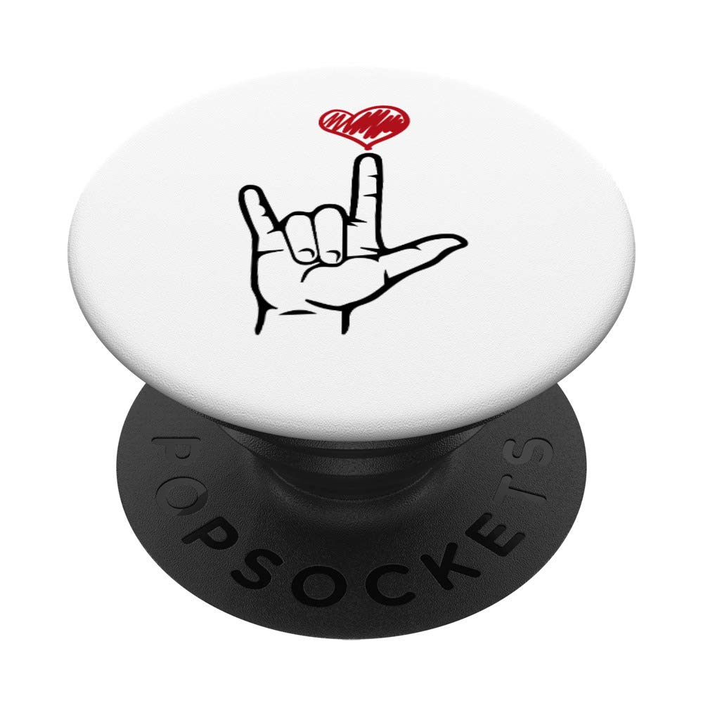 ASL I Love You Hand Heart Sign Language PopSockets PopGrip: Swappable Grip for Phones & Tablets
