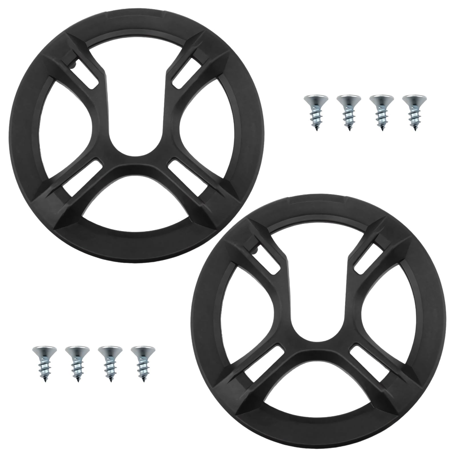 Photo 1 of Frdhee 2Pcs Bike Chain Guard, Bicycle Sprocket Protective Cover Plastic Bike Chainwheel Protective Guard Cover with Mounting Screws for Mountain Bikes/Road Bikes(Black)