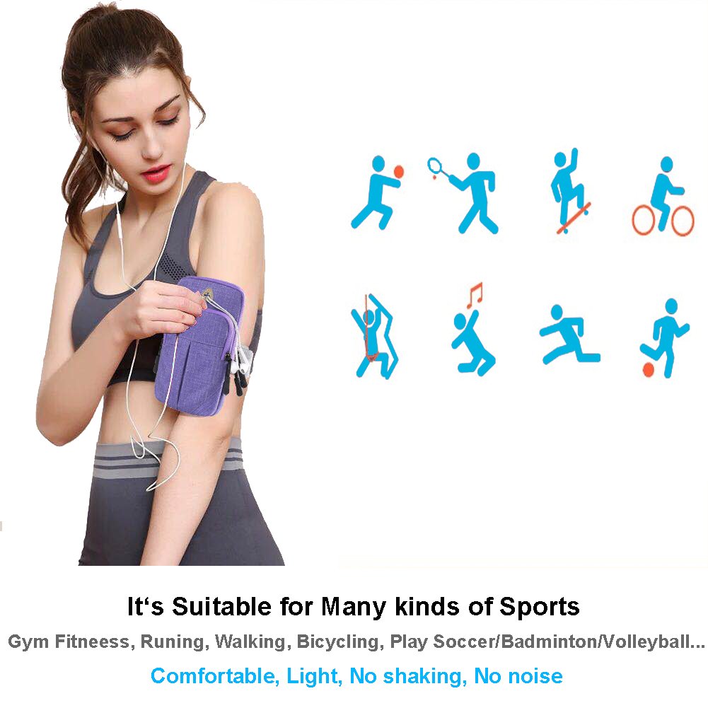 LENPOW Multifunctional Outdoor Sports Armband Sweatproof Running Armbag Casual Arm Package Bag Gym Fitness Cell Phone Pockets Key Holder for iPhone X 8 7 6s 6 Plus Samsung Galaxy Note 5 4 S9 S8 Edge
