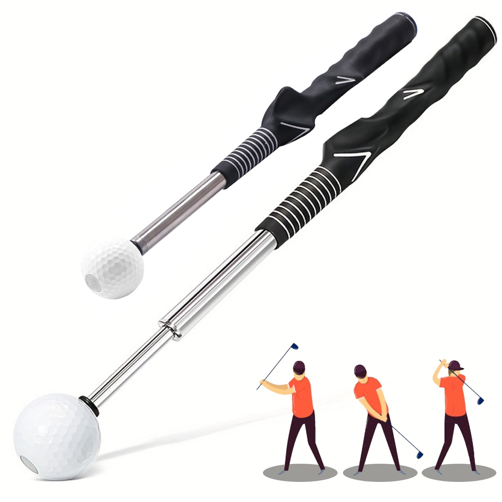 Orizizhic Golf Swing Trainer, Telescopic Golf Swing Training Aid, Golf Grip Trainer Corrective Gesture Training Aid for Outdoor Indoor Practice for Beginners Rhythmic Grip Practice Clubs