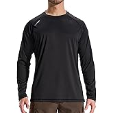 LOOGU Men's UPF 50+ UV Sun Protection SPF Rash Guard Lightweight Long Sleeve Shirts Outdoor for Fishing Hiking Swimming Running Solid Black