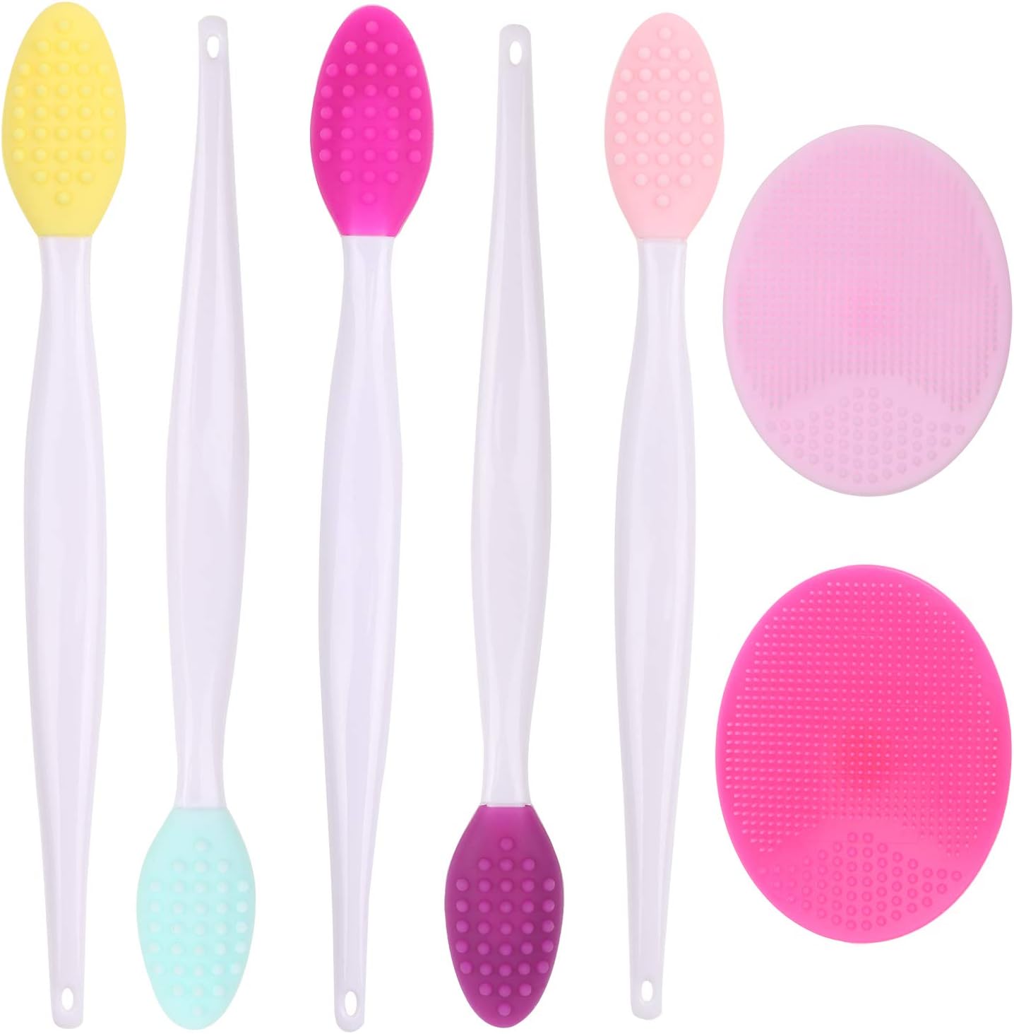 VEYLIN 5 Pieces Silicone Exfoliating Lip Brush and 2 Pieces Soft