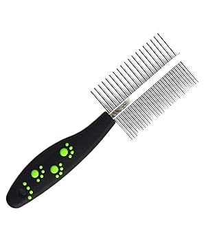 Foodie Puppies Paw Print Handle Double Side Steel Needles Dog Comb Pet Rake Comb Hairbrush Grooming for Dogs Cat Cleaning Supplies - Color May Vary