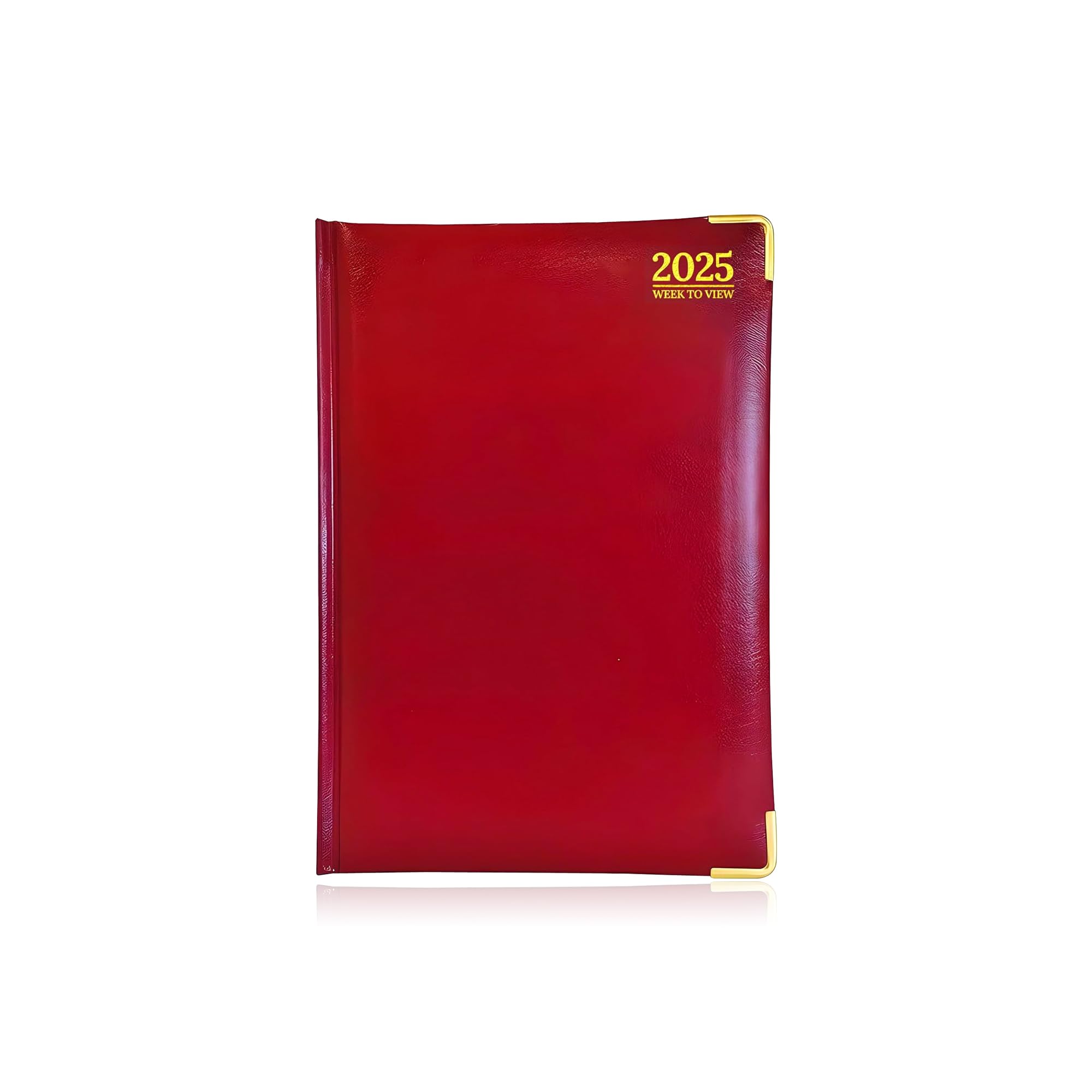 Luxury 2025 Week to View Diary Hardback Cover 80GSM Paper for Business Office & Home A5 Red 30cmx21cm