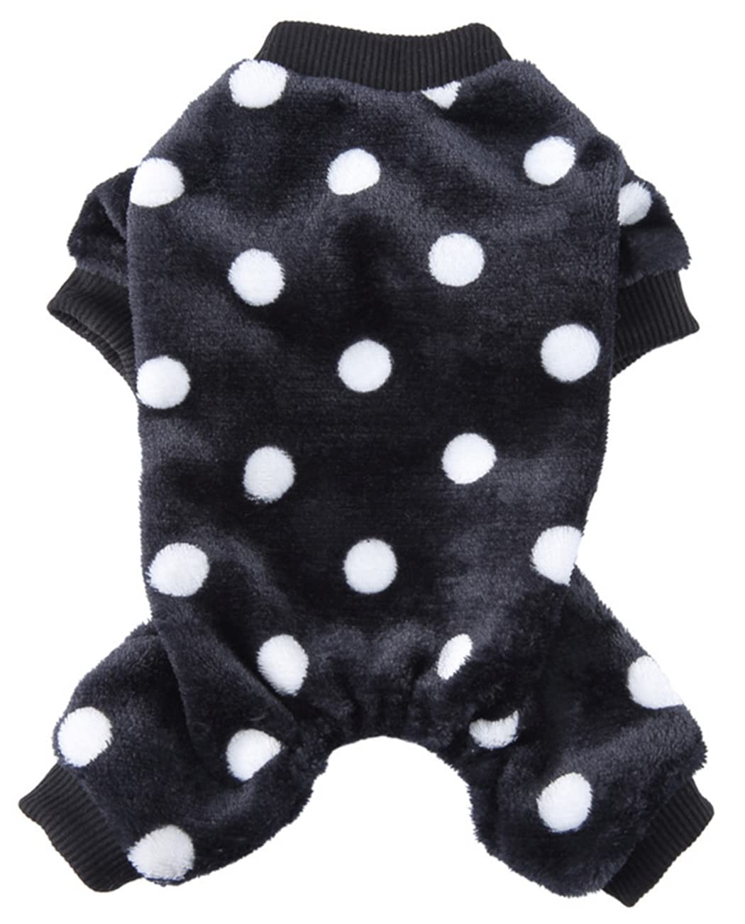 XIAOYU Cute Dot Pattern Dog Pajamas Costumes Pet Clothes Cat Apparel Shirt Winter Holiday Cute Pjs Outfits for Small Pets, Black, L