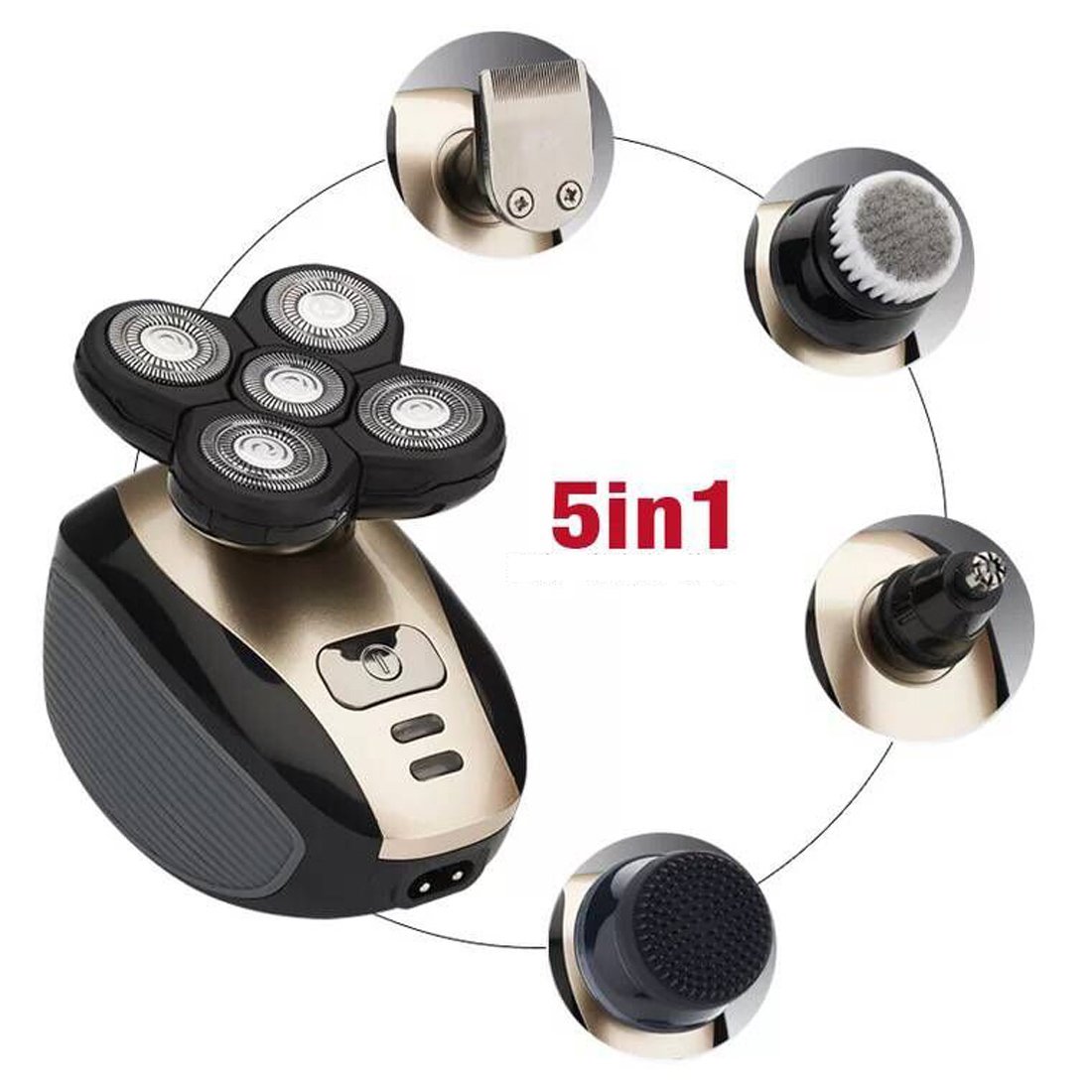 Men\'s Electric Shaver 4D Rotary Shavers Wet & Dry Beard Trimmer Cordless Sideburn Trimmer USB Rechargeable 5 in1 Waterproof Mens grooming kit