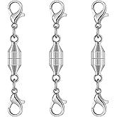 Magnetic Necklace Clasps and Closures,925 Silver Magnetic Clasp Converter, Jewelry Making Supplies, Chain Extender Connector (3silvery)