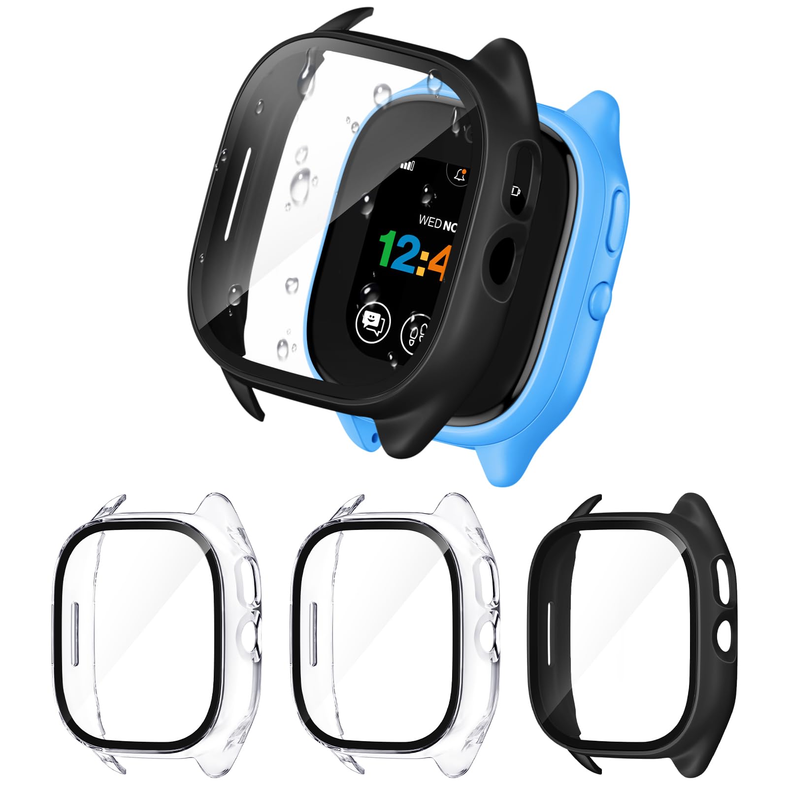 Photo 1 of ?3-Pack?Splashproof Cases Compatible with Gizmo Watch 3 Screen Protector for Kids, All-Around Protective Cover with Gizmo 3 Screen Protector Only for Verizon Gizmo Watch 3?Clear+ Clear+ Black