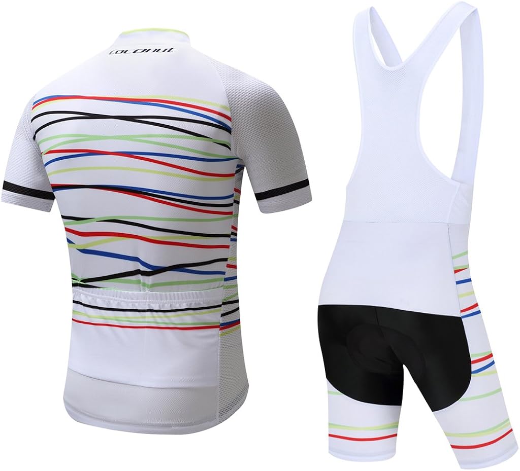 Summer Men's Cycling Jersey Road Bike Jersey Cycling Bib Shorts with 4D Padded Cycling Clothing Set for Men: Clothing