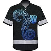 Aloha Hivis Polynesian High Visibility Shirt for Men Hawaiian Shirts Custom Name Floral Reflective Safety Workwear