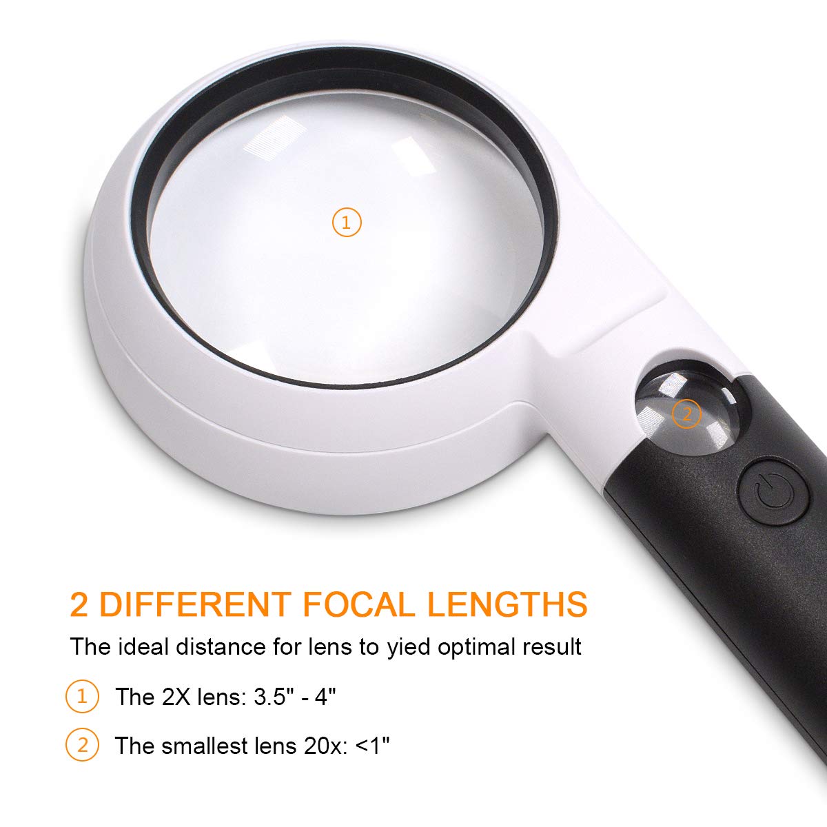 Magnifying Glass with 10 Circular Dimmable Led Lights, 5X 20X Handheld Magnifier for Reading Books, Maps, Jewelry, Coins, Stamps, Watch Repair, Hobbies and Seniors