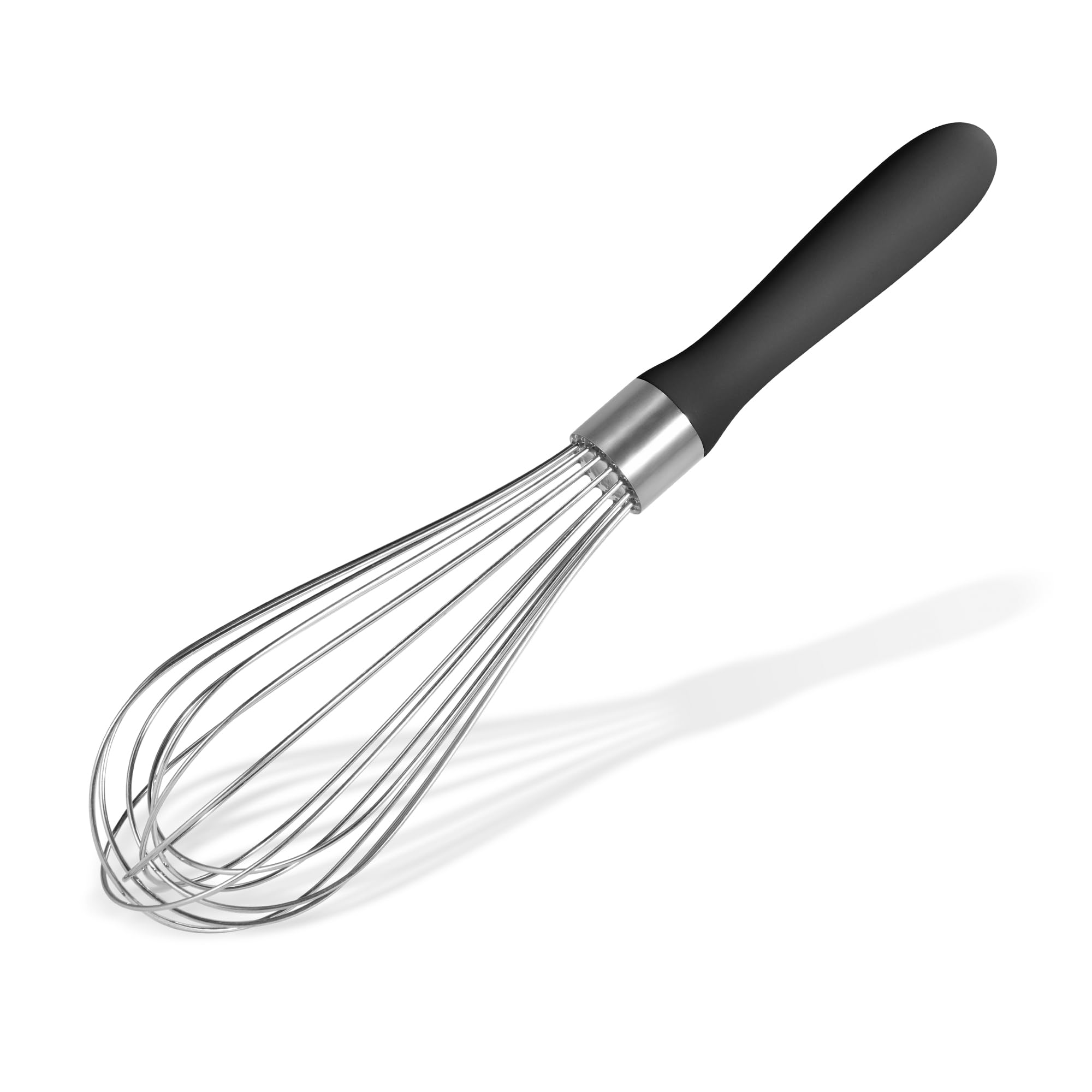 Photo 1 of 18/8 Stainless Steel Balloon Whisk, Doosu Kitchen Whisk for Cooking Handheld Egg Beater with Rust-Proof Sturdy Wires & Non-Slip Silicone Handle for Beating, Stirring, Blending (8 Wires, Black)