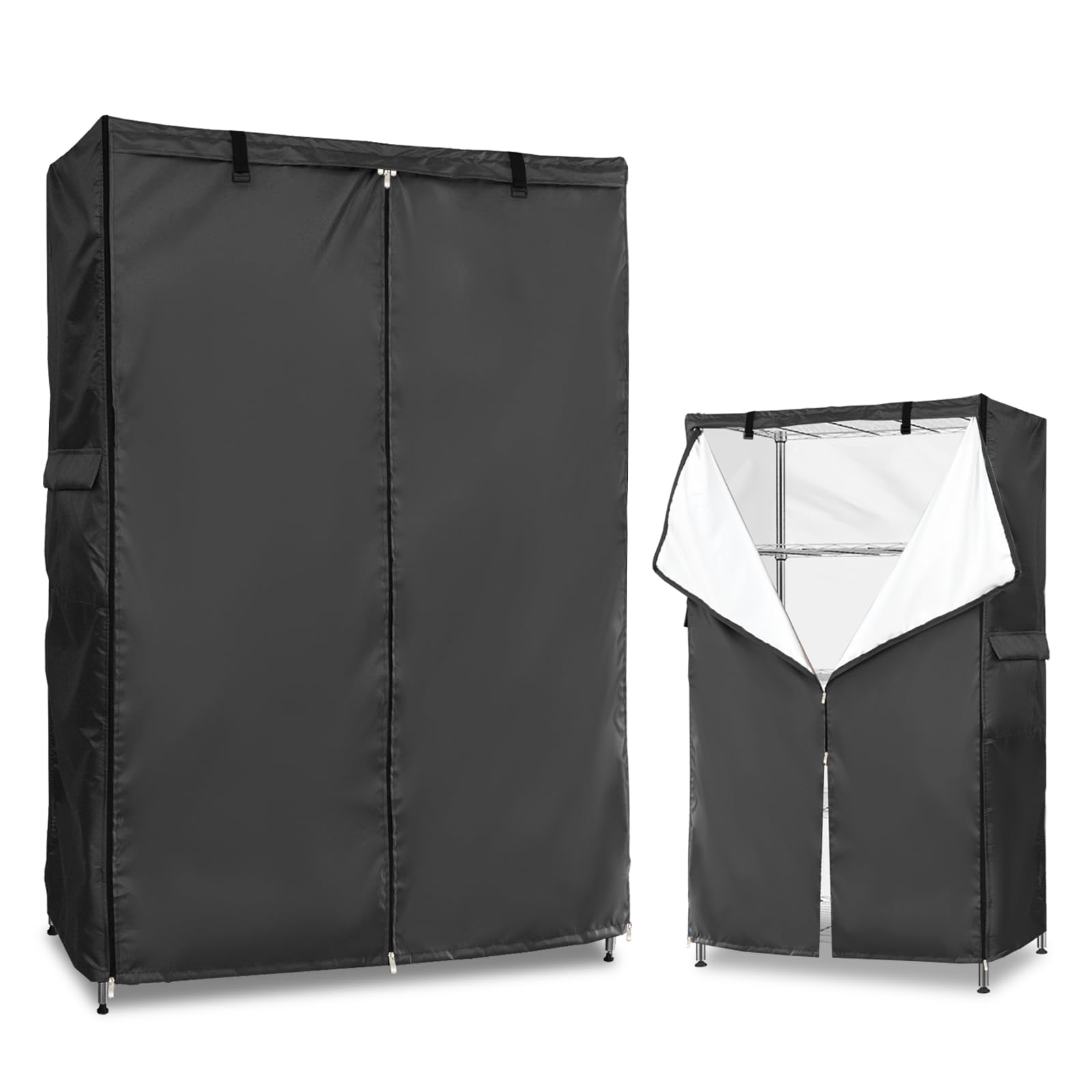 Photo 1 of Dalema Wire Rack Covers,Heavy Duty 600D Dustproof Waterproof Storage Rack Covers for Metal Shelves,Storage Shelf Cover with Zipper for Wire Shlef,60''W x 24'D x 71''H,Black