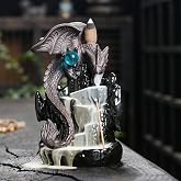 GENDLTHIJ Dragon Backflow Incense Burner,Ceramic Incense Waterfall Burners, Incense Fountain Waterfall Holders,Incense Stick Holder with 30 Backflow Incense Cones and 20 Incense Sticks