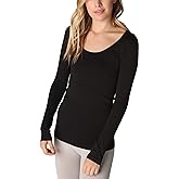 NIKIBIKI Women Seamless Long Sleeve Scoop Neck Top, Made in U.S.A, One Size