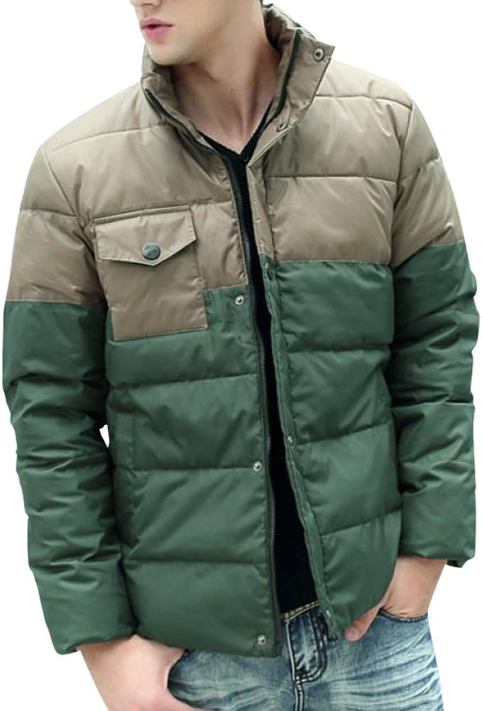 Krralinlin Size Down Mens Plus Large Casual Winter Jacket Khaki 8XL