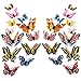 48 PCS 3D Luminous Double Wing Colorful Butterfly Wall Stickers DIY Art Rainbow Decor Crafts for Party Cosplay Wedding Offices Bedroom Living Room Magnets and Glue Sticker Set