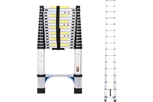 Dajianglx 15.5FT Telescoping Extension Ladder, Extension Ladder with Triangular Stabilizer, Foldable Aluminum Retractable Collapsible Ladders for Household and RV Outdoor Work 330 lbs Load