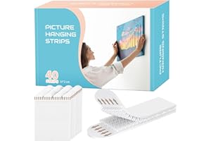 MAXBLASTER Picture Hanging Strips Heavy Duty 20 Pairs/40Strips, Damage Free Hanging Picture Hangers, Removable Adhesive Hook Loop Wall Strips, Frame Stickers No Nails for Home Decor Wall Posters Photos (10CM)