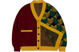 MELANGCOS Giyuu Cosplay Costume Giyuu Cardigan Halloween Sweater Jacket for Men