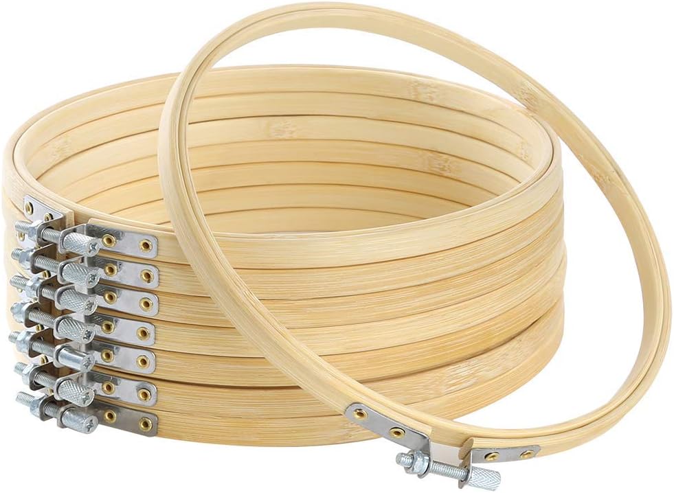 YeBetter 7 Inch Embroidery Hoops Wooden Round Adjustable Bamboo Circle Cross Stitch Hoop Ring Bulk For Art Craft Handy Sewing