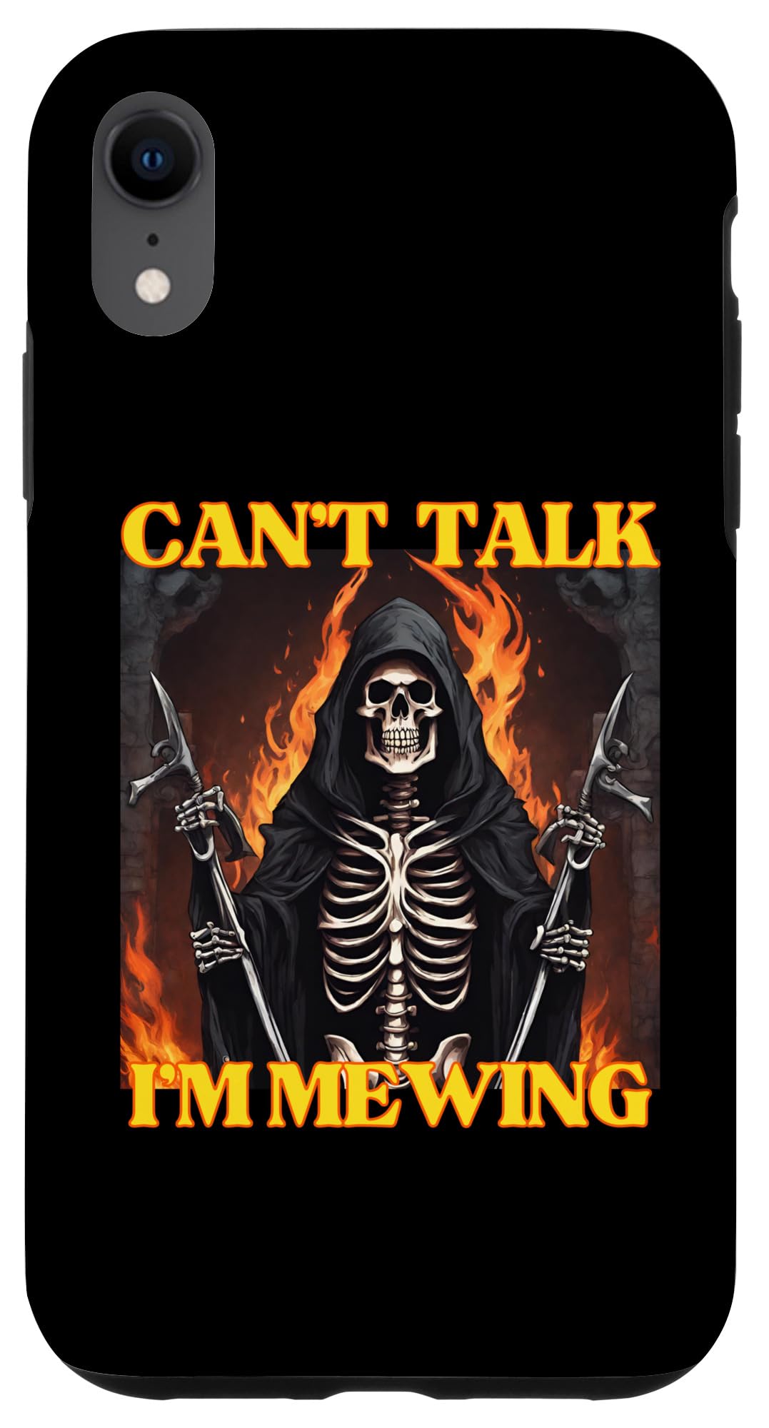 iPhone XR Can’t Talk I'm Mewing Funny Cringe Hard Skeleton Meme Case