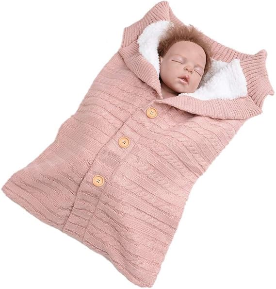 Amazon Co Jp Baronhong生まれたばかりの赤ちゃんのラップのおくるみ毛布 0 12ヶ月の赤ちゃんのための赤ちゃんの子供の幼児のニット毛布のおくるみの寝袋睡眠袋ベビーカーラップ ピンク 68 40 Cm 服 ファッション小物