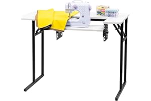 Vividwood Portable Folding Sewing Table, Multipurpose Sewing Machine Table with Adjustable Shelf (Warm White)