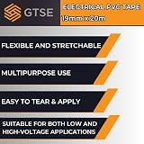 GTSE Black Electrical Tape 19mm x 20m 10 Rolls Self-Adhesive PVC Insulation view 6