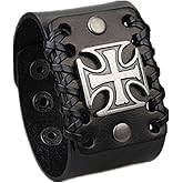 COOLLA Mens Retro Cross Adjustable Leather Wristband Cuff Bracelet Sl2801