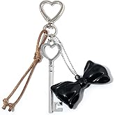 SORGERLY Heart Bow Charm Keychain - Y2K Key Chain, Cute Bag Purse Charms for Handbags Accessories - Jewelry Gift for Women